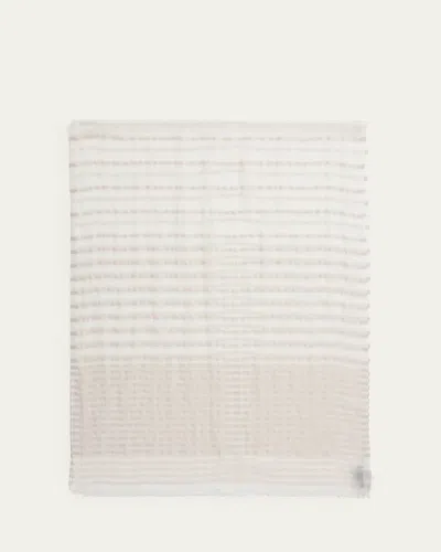 Giorgio Armani Striped Linen-cotton Jacquard Stole, 80" X 28" In White