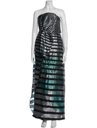 Pre-owned Giorgio Armani Striped Long Dress In Gray
