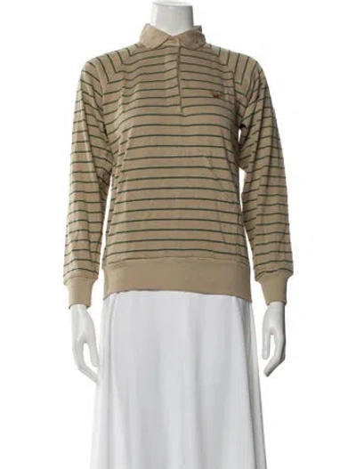 Pre-owned Giorgio Armani Striped Long Sleeve Polo In Neutral
