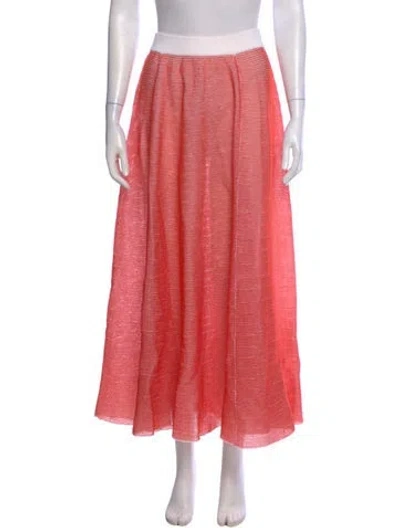 Pre-owned Giorgio Armani Striped Midi Length Skirt In Red