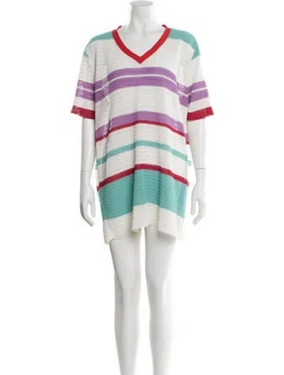 Pre-owned Giorgio Armani Striped Mini Dress In Neutral