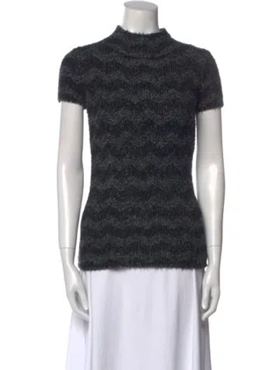 Pre-owned Giorgio Armani Striped Mock Neck Sweater In Multi