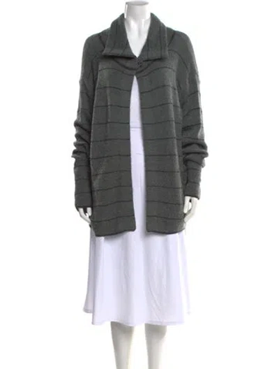 Pre-owned Giorgio Armani Striped Open Front Sweater In Gray