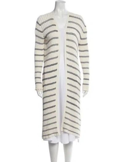 Pre-owned Giorgio Armani Striped Open Front Sweater In Neutrals