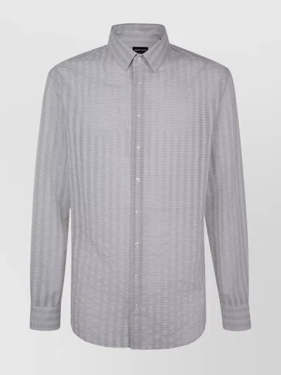 Giorgio Armani Striped Pattern Button-down Collar Shirt In Blue