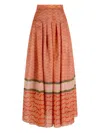 Giorgio Armani Striped Pattern Maxi Skirt In Orange