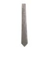 Giorgio Armani Striped Pointed-tip Tie In Gray