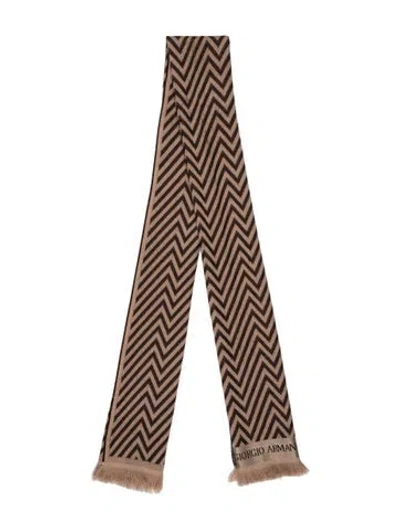 Pre-owned Giorgio Armani Striped Scarf In Brown