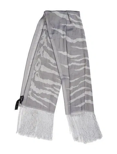 Pre-owned Giorgio Armani Striped Scarf In Gray