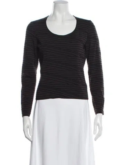 Pre-owned Giorgio Armani Striped Scoop Neck Sweater In Gray