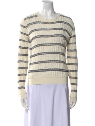 Pre-owned Giorgio Armani Striped Scoop Neck Sweater In Neutral