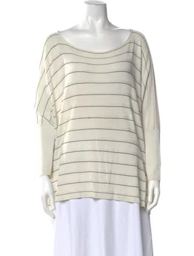 Pre-owned Giorgio Armani Striped Scoop Neck Sweater In Neutral