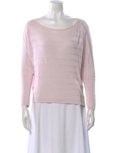 Pre-owned Giorgio Armani Striped Scoop Neck Sweater In Pink