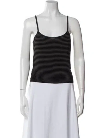 Pre-owned Giorgio Armani Striped Scoop Neck Top In White