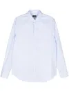 Giorgio Armani Tailored Cotton Shirt With Cuffed Sleeves And Curved Hem In White