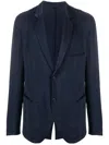 Giorgio Armani Striped Single-breasted Blazer In Blue