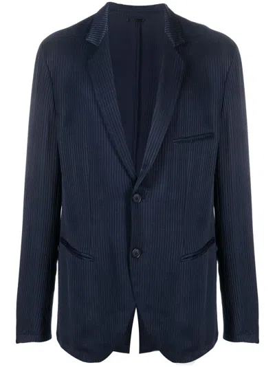 Giorgio Armani Striped Single-breasted Blazer In Blue
