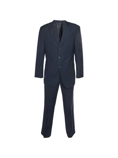Pre-owned Giorgio Armani Striped Single-breasted Suit In Blue