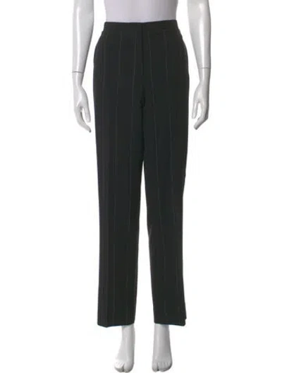 Pre-owned Giorgio Armani Striped Straight Leg Pants In Black