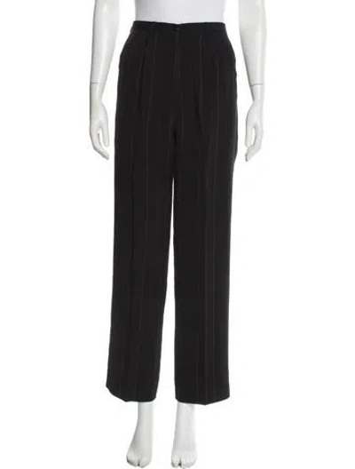 Pre-owned Giorgio Armani Striped Straight Leg Pants In Black