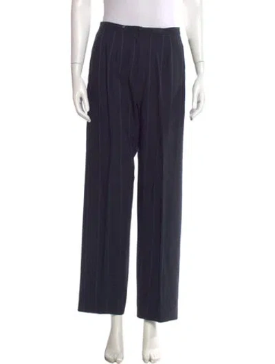 Pre-owned Giorgio Armani Striped Straight Leg Pants In Blue