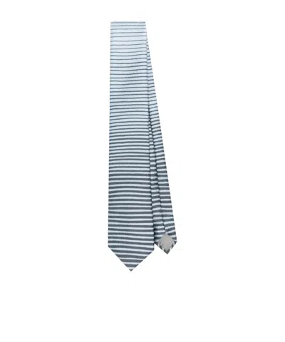 Giorgio Armani Striped Tie In Blue