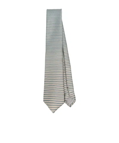 Giorgio Armani Striped Tie In Gray