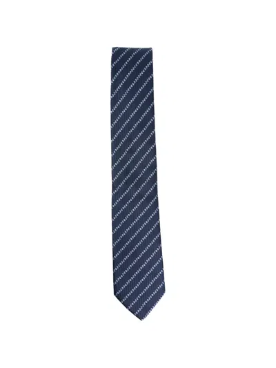 Giorgio Armani Striped Tie In Blue