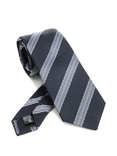 Giorgio Armani Striped Tie In Blue