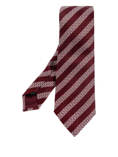Giorgio Armani Striped Tie In Burgundy