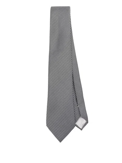 Giorgio Armani Striped Tie In Grey