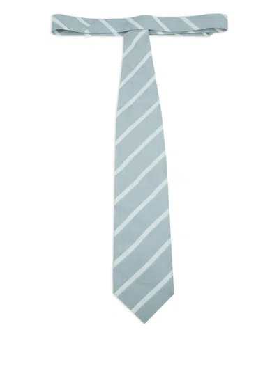 Pre-owned Giorgio Armani Striped Tie In Grey