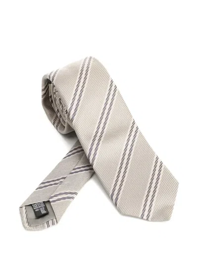 Giorgio Armani Striped Tie In Neutral