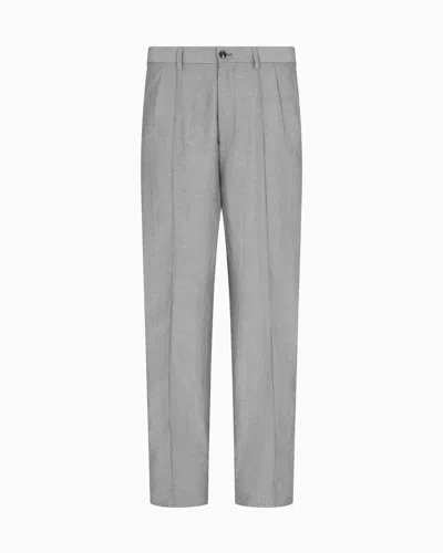Giorgio Armani Striped Viscose And Linen Single-pleat Trousers
