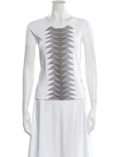 Pre-owned Giorgio Armani Striped V-neck Sweater W/ Tags In White
