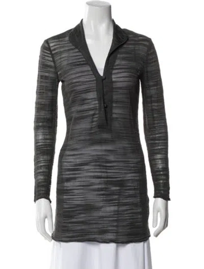 Pre-owned Giorgio Armani Striped V-neck Top In Gray