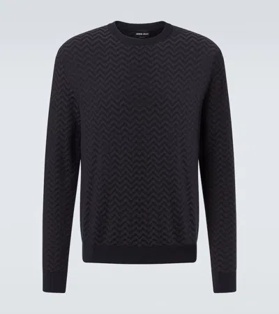 GIORGIO ARMANI STRIPED WOOL-BLEND SWEATER