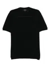 Giorgio Armani Striped Wool T-shirt In Black
