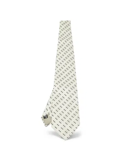 Pre-owned Giorgio Armani Stripe-motif Tie In Neutral