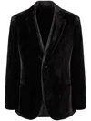 Giorgio Armani Studded-trim Velvet Blazer In Schwarz