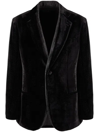Giorgio Armani Studded-trim Velvet Blazer In Black