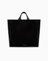 Giorgio Armani Suede Leather-trim Tote Bag
