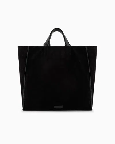 GIORGIO ARMANI SUEDE AND LEATHER SHOPPER