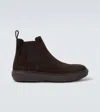 Giorgio Armani Suede Ankle Boots In Blue