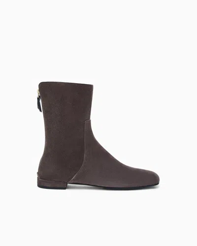 Giorgio Armani Suede Ankle Boots In Brown