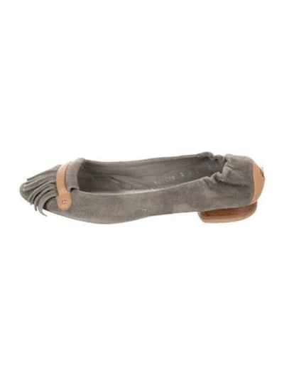 Pre-owned Giorgio Armani Suede Ballet Flats In Gray