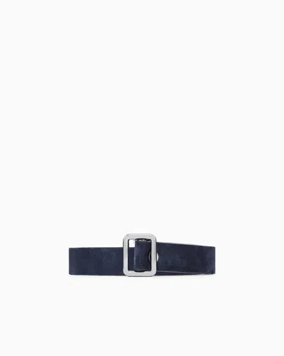 Giorgio Armani Suede Belt In Blue