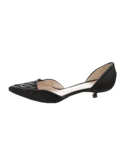 Pre-owned Giorgio Armani Suede Braided Accents D'orsay Pumps In Black