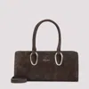 Giorgio Armani Rectangular Suede Shoulder Bag With Metal Hardware In Brown