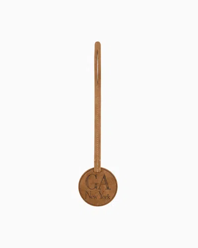 Giorgio Armani Suede Charm With Embossed Logo In Brown